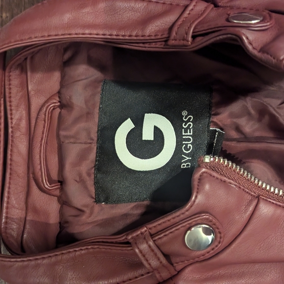 Sexy burgundy fitted leather jacket - Picture 4 of 5